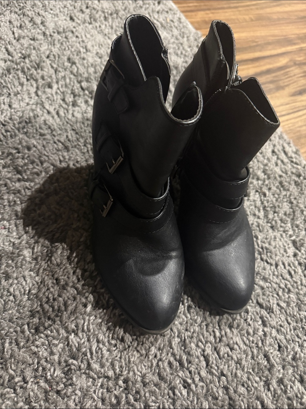 Forever 21 Black Buckled Pointed Ankle Booties